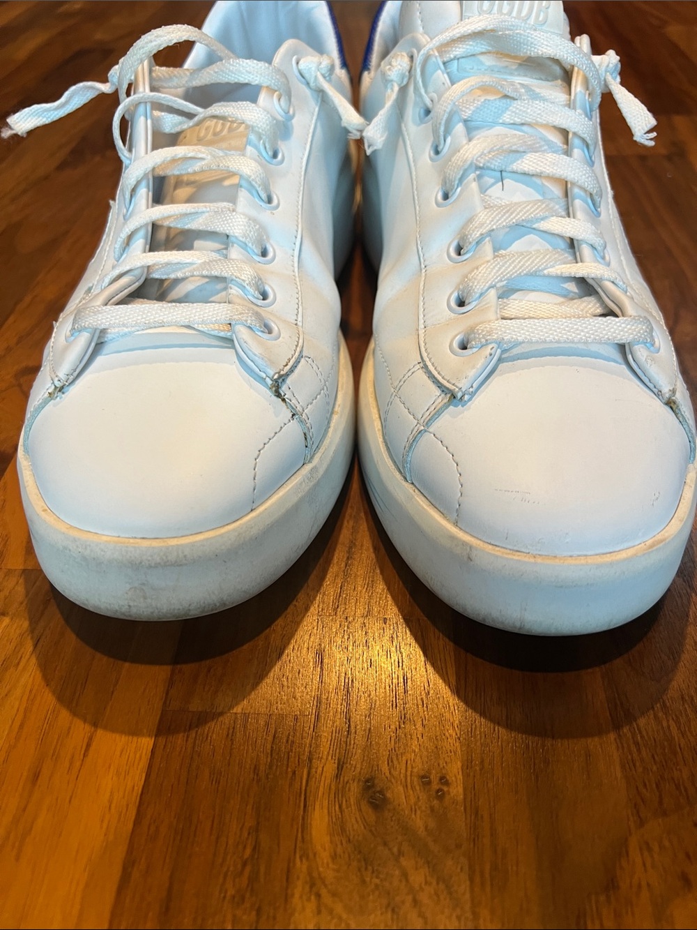 Golden Goose White Leather Sneakers with Blue Heel Tab - Picture 5 of 7